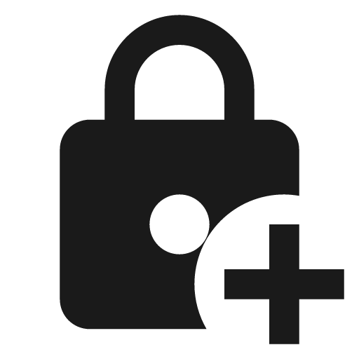 Lock plus icon, solid style, from Material Design Icons