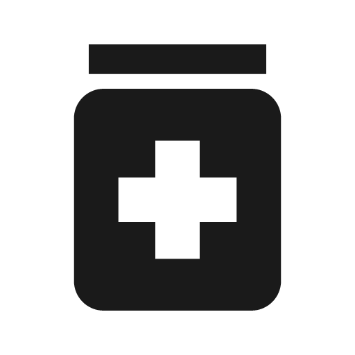 Medication icon, solid style, from Material Design Icons