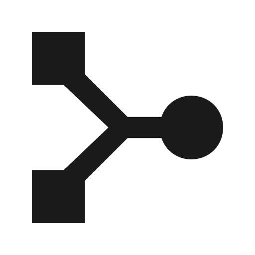 Merge icon, solid style, from Material Design Icons