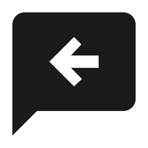 Message arrow left icon, solid style, from Material Design Icons