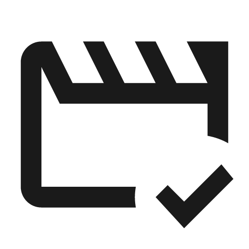 Movie check outline icon, outline style, from Material Design Icons