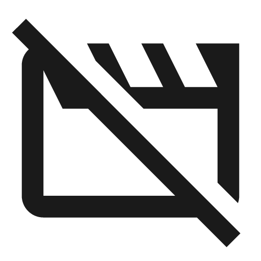 Movie off outline icon, outline style, from Material Design Icons