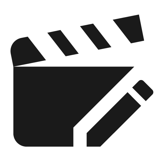 Movie open edit icon, solid style, from Material Design Icons