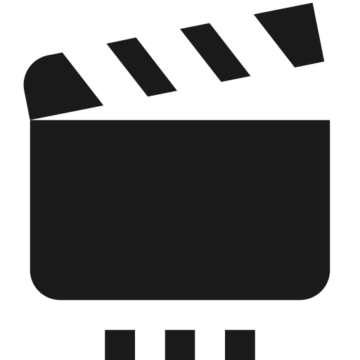 Movie open settings icon, solid style, from Material Design Icons