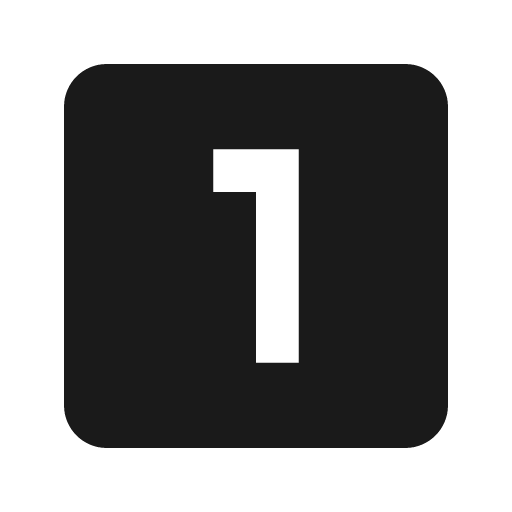 Numeric 1 box icon, solid style, from Material Design Icons