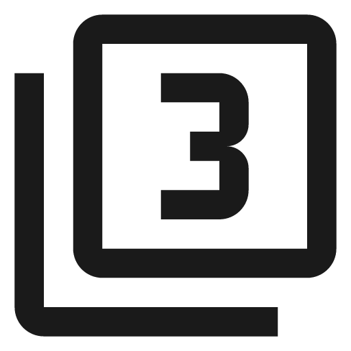 Numeric 3 box multiple outline icon, outline style, from Material Design Icons