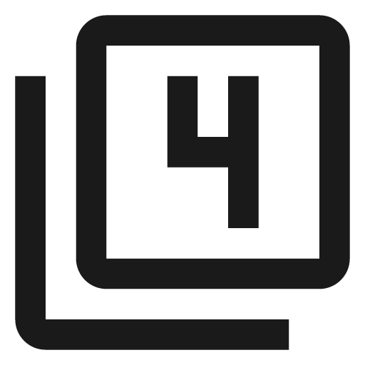 Numeric 4 box multiple outline icon, outline style, from Material Design Icons
