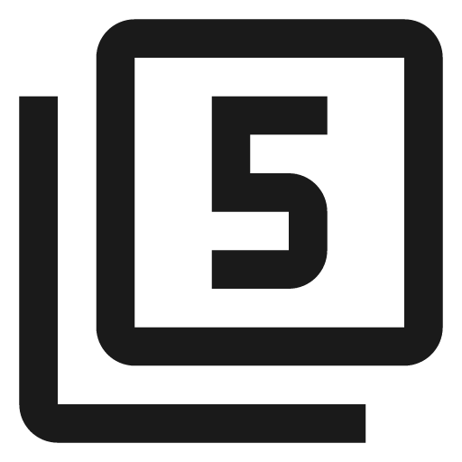Numeric 5 box multiple outline icon, outline style, from Material Design Icons
