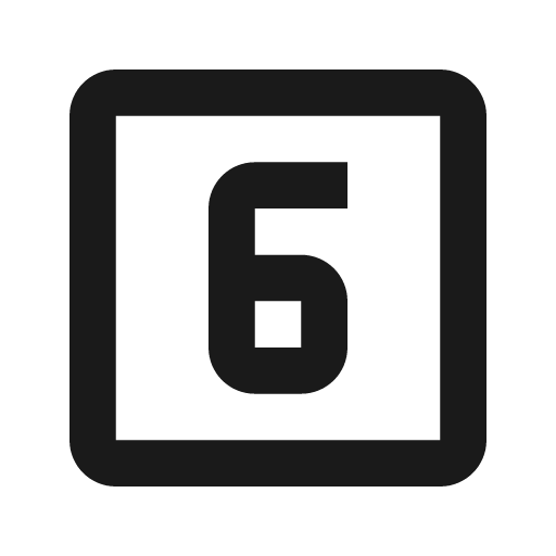 Numeric 6 box outline icon, outline style, from Material Design Icons