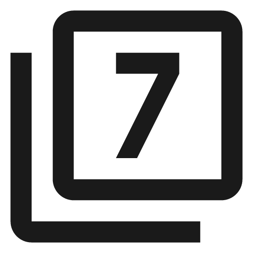 Numeric 7 box multiple outline icon, outline style, from Material Design Icons