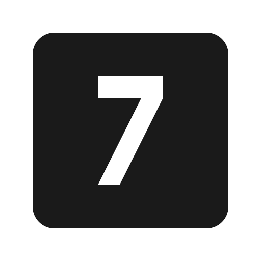 Numeric 7 box icon, solid style, from Material Design Icons