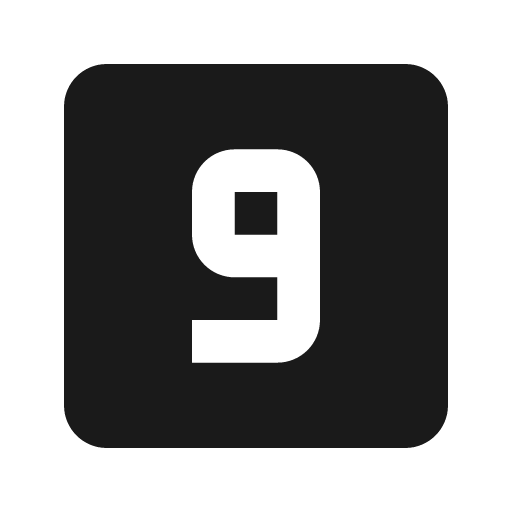 Numeric 9 box icon, solid style, from Material Design Icons