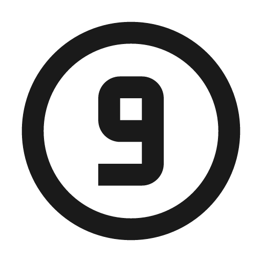 Numeric 9 circle outline icon, outline style, from Material Design Icons