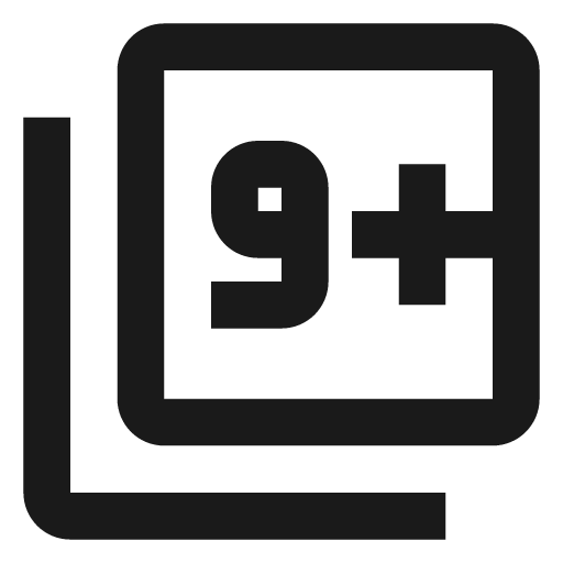Numeric 9 plus box multiple outline icon, outline style, from Material Design Icons