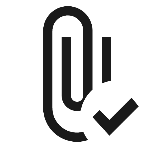 Paperclip check icon, solid style, from Material Design Icons
