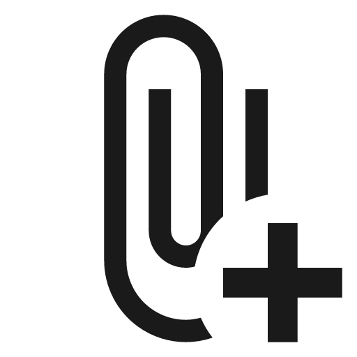 Paperclip plus icon, solid style, from Material Design Icons