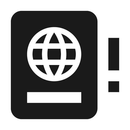 Passport alert icon, solid style, from Material Design Icons