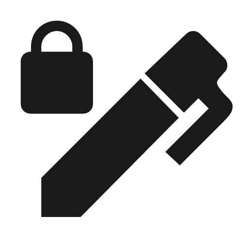 Pen lock icon, solid style, from Material Design Icons