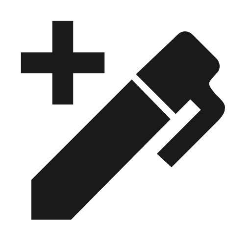 Pen plus icon, solid style, from Material Design Icons
