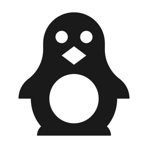 Penguin icon, solid style, from Material Design Icons