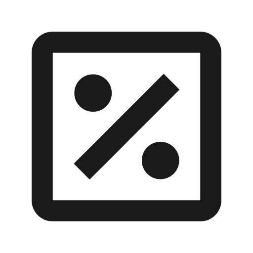 Percent box outline icon, outline style, from Material Design Icons