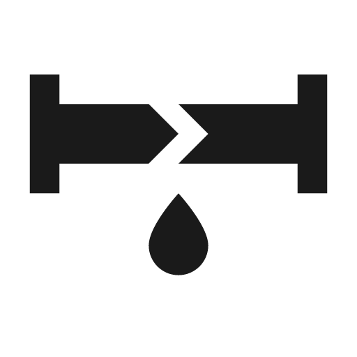 Pipe leak icon, solid style, from Material Design Icons