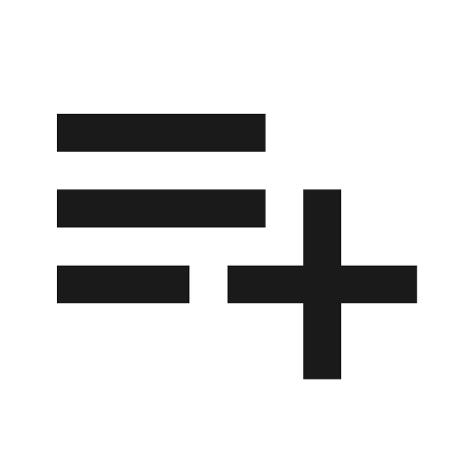 Playlist plus icon, solid style, from Material Design Icons