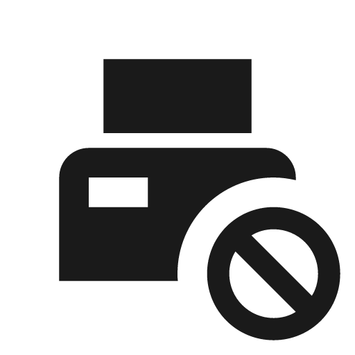 Printer pos cancel icon, solid style, from Material Design Icons