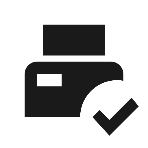 Printer pos check icon, solid style, from Material Design Icons