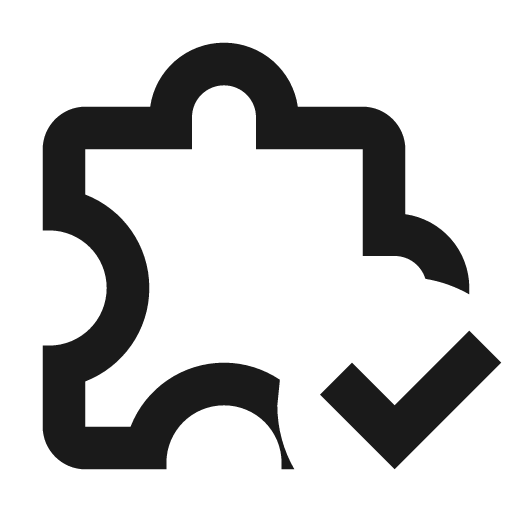 Puzzle check outline icon, outline style, from Material Design Icons