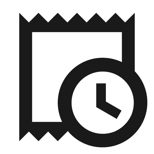 Receipt clock outline icon, outline style, from Material Design Icons