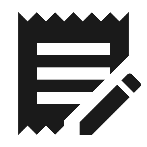 Receipt text edit icon, solid style, from Material Design Icons