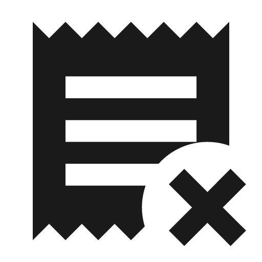 Receipt text remove icon, solid style, from Material Design Icons