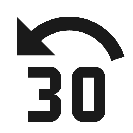 Rewind 30 icon, solid style, from Material Design Icons