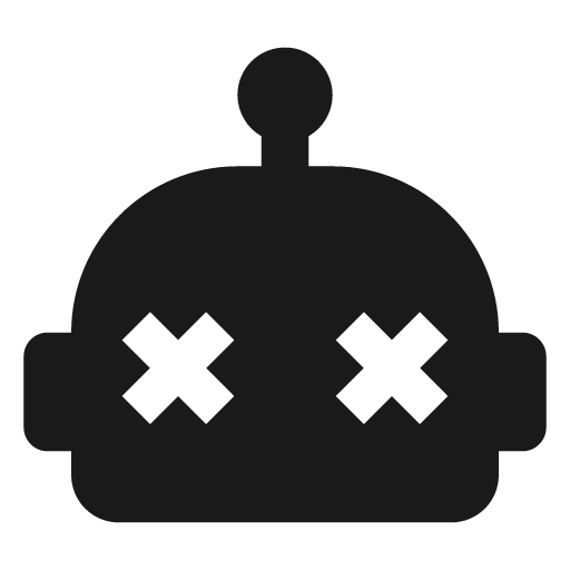 Robot dead icon, solid style, from Material Design Icons