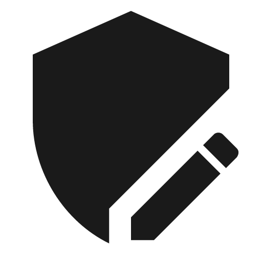 Shield edit icon, solid style, from Material Design Icons
