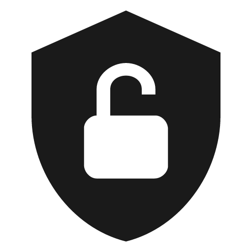 Shield lock open icon, solid style, from Material Design Icons