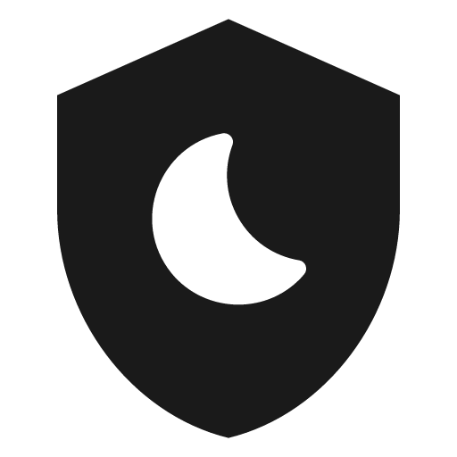 Shield moon icon, solid style, from Material Design Icons