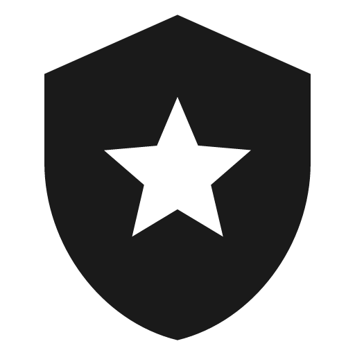Shield star icon, solid style, from Material Design Icons