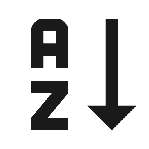 Sort alphabetical ascending icon, solid style, from Material Design Icons