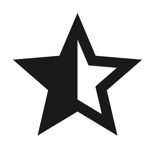 Star half full icon, solid style, from Material Design Icons