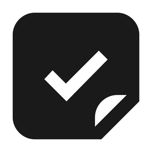 Sticker check icon, solid style, from Material Design Icons