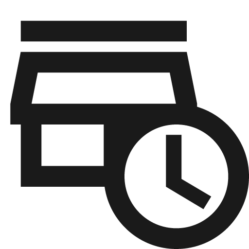 Store clock outline icon, outline style, from Material Design Icons