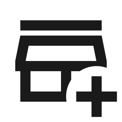 Store plus outline icon, outline style, from Material Design Icons