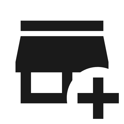 Store plus icon, solid style, from Material Design Icons
