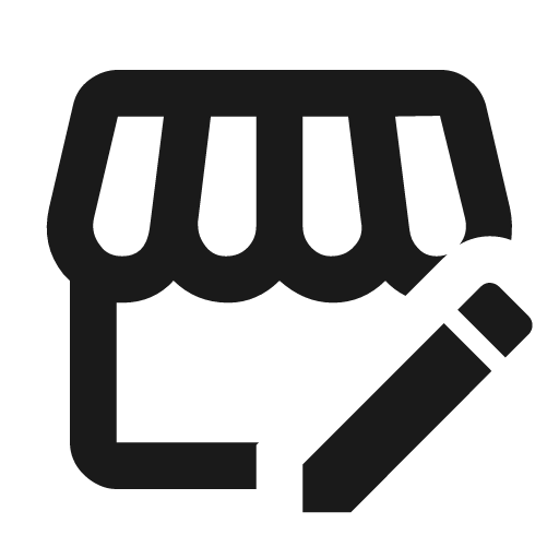 Storefront edit outline icon, outline style, from Material Design Icons