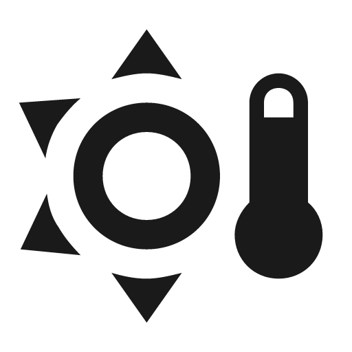 Sun thermometer outline icon, outline style, from Material Design Icons