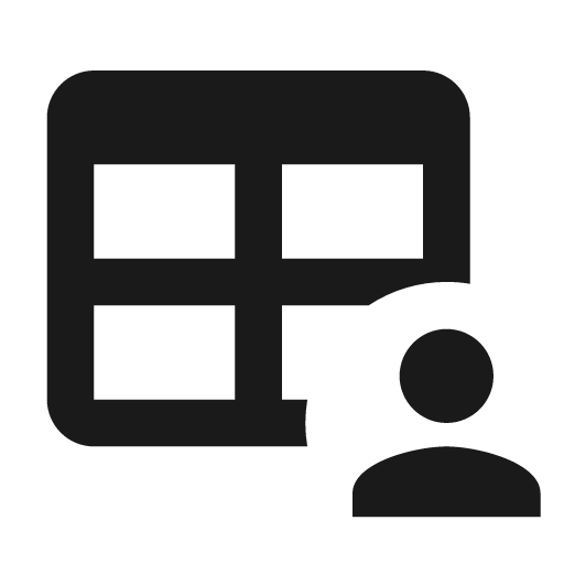 Table account icon, solid style, from Material Design Icons