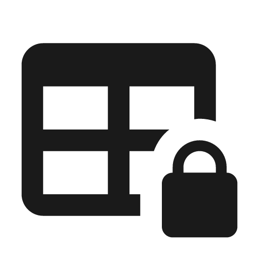 Table lock icon, solid style, from Material Design Icons