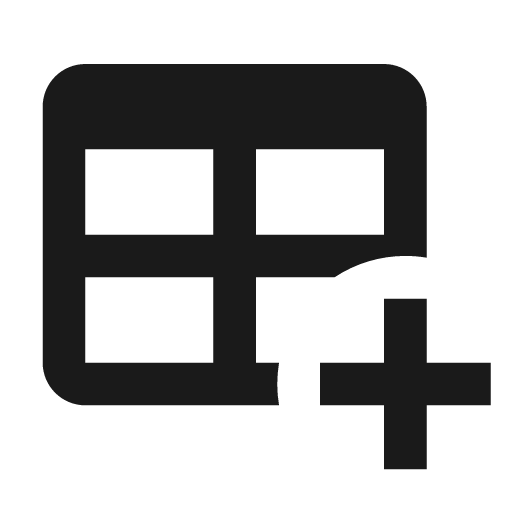 Table plus icon, solid style, from Material Design Icons